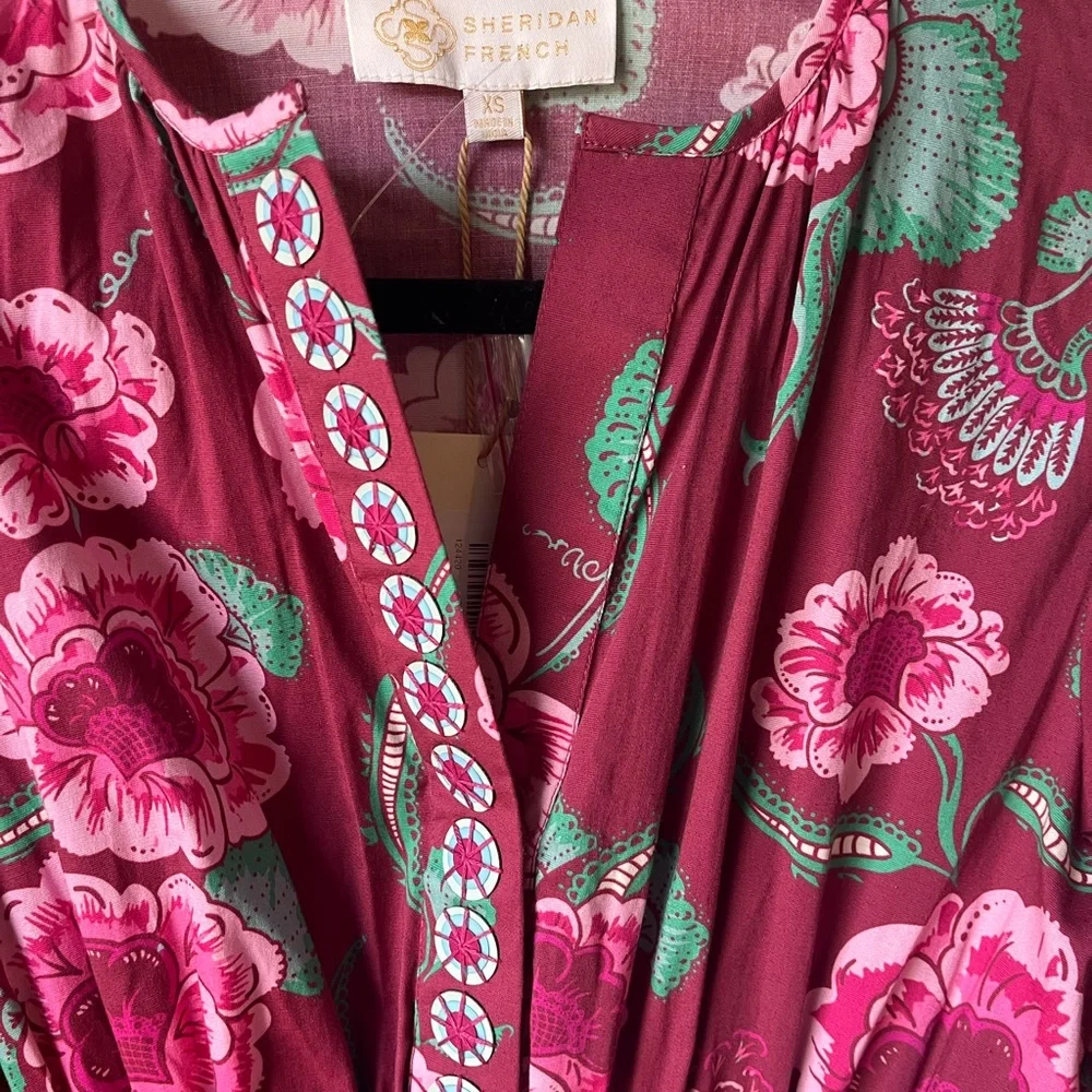 Sheradon French Eloise dress long sleeve in mulberry flora size XS NWT